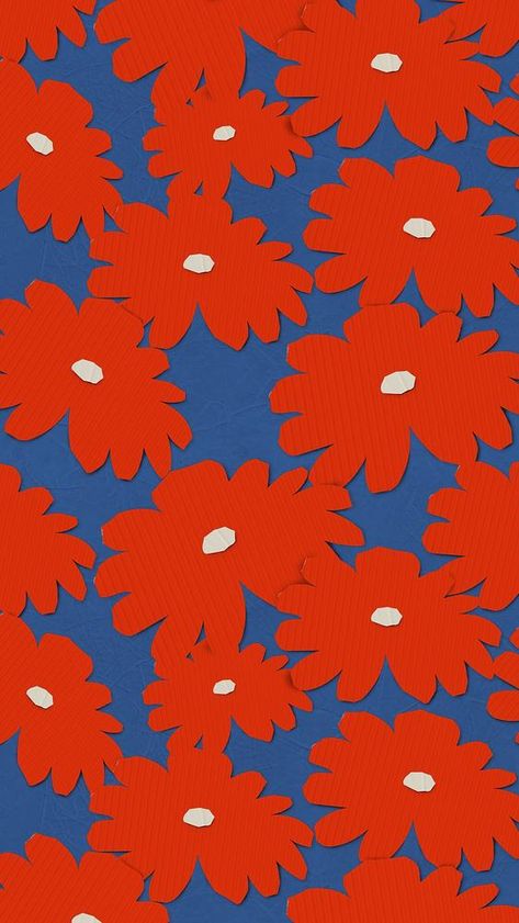 Pattern Wallpaper Iphone, Red Iphone Wallpaper, Instagram Story Wallpaper, Paper Craft Design, Wallpaper Flower, Red Daisy, Beautiful Wallpaper For Phone, Flower Iphone Wallpaper, Vintage Floral Pattern