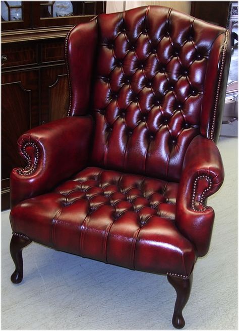 Red Leather Wingback Chair Red Leather Chair, Wooden Office Chair, Leather Wingback Chair, Good Movie, Leather Wingback, Chair Designs, Leather Furniture, Leather Armchair, Home Office Design