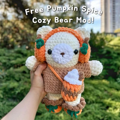 🌱🎃 FREE pumpkin spice cozy bear mod! 🎃🌱 Here is a pattern mod on how to turn your cozy bear pumpkin spice themed! As this is a mod, you’ll still need my 4 in 1 Cozy Bear Pattern in order to complete your bear plushie which is available on my Etsy shop 🧸🎃🫶🏼 Thank you to one of my testers, @tessiecrochets for coming up with this theme! 🤍 ✨ Shares are appreciated, but please do not repost ⠀⠀⠀⠀⠀⠀⠀⠀⠀⠀⠀⠀ ⠀⠀⠀⠀⠀⠀⠀⠀⠀⠀⠀⠀ 🏷️ #crochet #crochetersofinstagram #amigurumibear #crochetart #crochetlover #cr... Bear Pumpkin, Bear Plushie, Crochet Eyes, Crochet Lovers, Crochet Art, How To Turn, Bear Pattern, 4 In 1, A Pattern