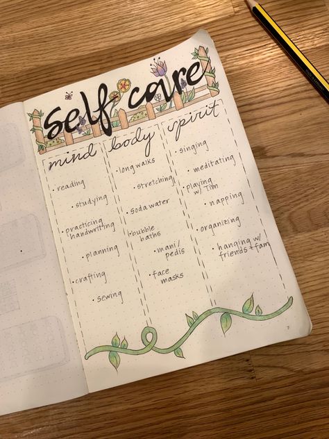 Bujo Self Care Tracker, Self Care Bujo Spread, Bujo Fun Pages, Bullet Journal Self Care Tracker, 2024 Bujo Spread, Bullet Jurnal Inspirasi, Self Care Bujo, Therapy Journaling Layout, Wellness Bullet Journal