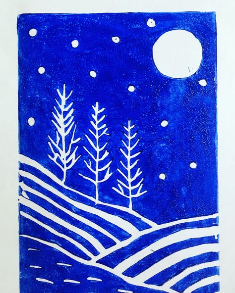 Simple Christmas Lino Print Ideas, Linoleum Print Ideas Christmas, Lino Cut Christmas Card Ideas, Holiday Printmaking, Christmas Linocut Ideas, Block Print Christmas Card, Linocut Easy, Print Making Designs Easy, Linocut Christmas Cards