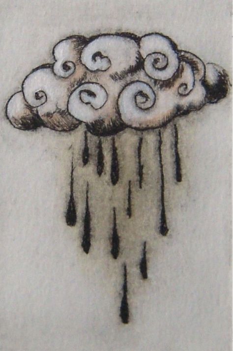 Nature Tattoo Drawings, Whimsical Tattoo Designs, Whimsical Tattoo Ideas, Rain Cloud Tattoos, Whimsical Art Drawings, Drypoint Print, Whimsical Tattoo, Rain Tattoo, Whimsical Tattoos