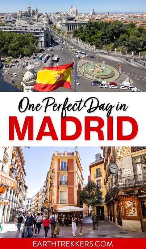 Best way to spend one day in Madrid, Spain. On this Madrid itinerary, visit the city's most popular attractions (the Prado National Museum and the Royal Palace), have lunch at a rooftop bar, visit Plaza Mayor and Retiro Park, sample the food at Mercado San Miguel, and end the day in Barrio de la Latina. Madrid Itinerary, Backpacking Spain, Visit Madrid, Spain Culture, Madrid Travel, Spain Travel Guide, Hiking National Parks, Spain Holidays, The Royal Palace