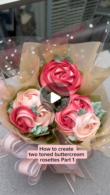 The Cupcake Floristry | Sydney 🔜 Adelaide 26th Feb on Instagram: "PART 1 - Two-tone buttercream rosettes for Valentine’s Day 🌹 Here’s how to fill a piping bag to achieve a beautiful two-toned buttercream!   @loyalbakeware - Piping Tips No. 2D Drop Flower & No. 352 Leaf and Clear Degradable Piping Bags @colourmill - Hot Pink, Red, Baby Pink & Olive Oil Blend   All supplies from @cakerswarehouse Use code CUPCAKEFLORISTRY10 at checkout 🛒 for 10% off store wide!  . . .  #instareels #reels #reelsinstagram #bakingreels #instacupcakes #trendingreels #reelsofig #trending #trendingnow #cupcakeartist #cakedecorating #pipingskills #pipingtechniques #cakedecorator #cakestyle #piping #flowersyoucaneat #cupcakebouquet #valentines #valentinesday #valentinescake #valentinescupcakes #luxurycupcakes #cup Two Toned Buttercream Roses, How To Make Rosettes, Buttercream Rosettes, Cupcake Bouquets, Rose Cookies, Buttercream Roses, Bouquet Tutorial, Piping Techniques, Rose Cupcakes