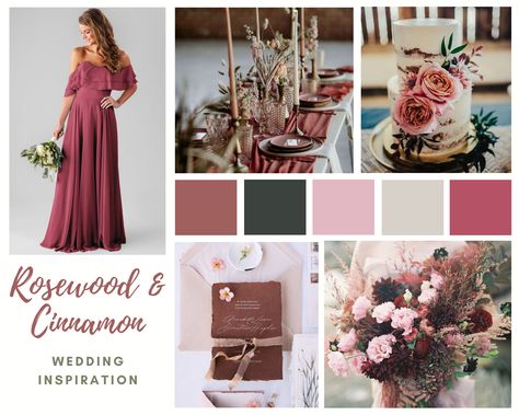 Desert Rose Color Palette Wedding, Rosewood Wedding Color Scheme, Cinnamon Rose Wedding Color Scheme, Mulberry Wedding Color Scheme, Rosewood Bridesmaid Dress, Mulberry Wedding, Rosewood Wedding, Top Wedding Colors, Wedding Motif