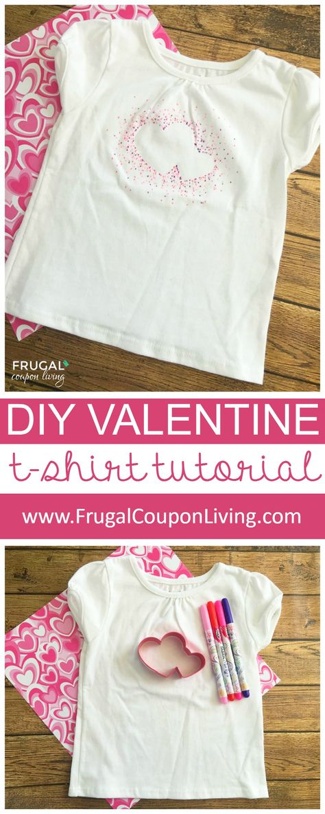 DIY Valentine Shirt Using Permanent Makers Diy Valentines Day Ideas, Ideas For Shirts, Diy Valentine's Shirts, Primitive Valentine Decor, Cute Valentines Day Ideas, Dollar Diy, Diy Valentines Day, Valentines Day Ideas, Frugal Wedding