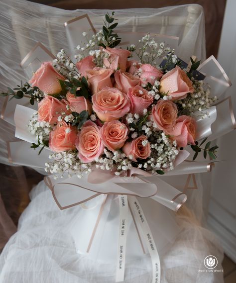 Coral Roses Bouquet, Peach Roses Bouquet, Coral Rose Bouquet, Peach Rose Bouquet, Coral Bouquet, Coral Peach Color, Roses Bouquet Gift, Pink Flower Arrangements, Color Melon