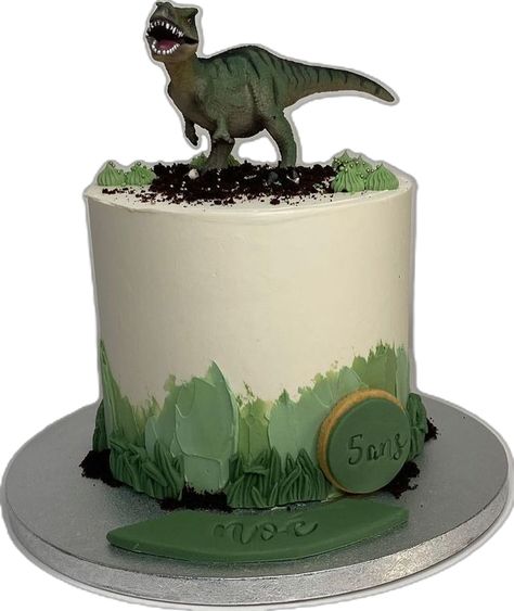 Dinosaur Cake 🦖 #yaspastry #cakedesign #layercake #dinosaurcake #gateau #patisserie #cakedecorating | Instagram Dainosor Birthday Cake, T Rex Cake Easy, Cool Easy Cake Decorating Ideas, Dino Cake Simple, Dinosaur Mini Cake, Dinousar Cake Ideas, Anklyosaurus Cake, Dinosaur Round Cake, Simple Dinosaur Cake Ideas