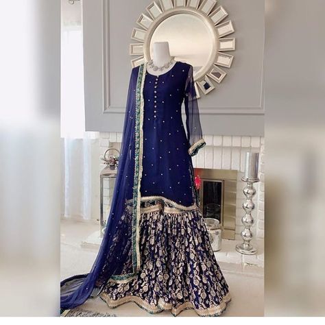 Indian Dresses Simple, Banarsi Gharara Designs, Garara Design, Chiffon Gharara, Wedding Dress Colors, Garara Designs, Stylish Dupatta, Garara Dress, Bridal Lehenga Pakistani