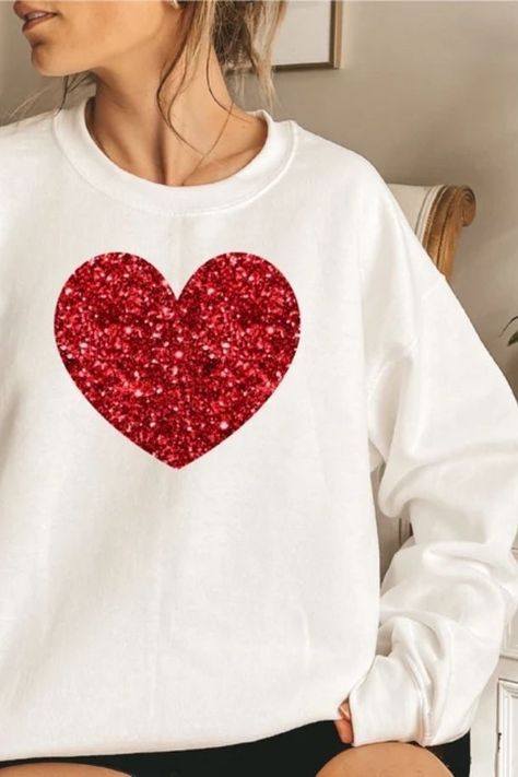 Celebrate love and style with our adorable Love Brilliance Heart Sweatshirts. Perfect for Valentine's Day, these cute sweatshirts are a must-have addition to your wardrobe. Designed to make you feel confident and chic, they come in a variety of colors and sizes. Shop now and make a statement! #ValentinesDayFashion #CuteWomensStyle #SpreadTheLove Valentine’s Sweatshirt, Cricut Valentines Shirts Women, Valentines Shirts Ideas, Valentine’s Day Shirts Women, Valentine’s Day Sweatshirt, Valentines Day Shirts Vinyl, Valentine Tshirt Ideas, Valentine’s Day Shirts, Valentines Shirt Ideas