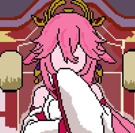 I JUST GOT BORED IDK WHAT IM DOING IM JUST MAKING SOME PIXEL ART Yae Miko Pixel Art, Yae Miko, Pixel Art, Art