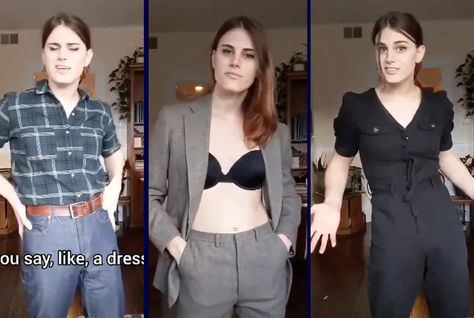 Trans Feminine Outfits, Butch Formal Wear, Trans Fashion Women, Lipstick Lesbian Fashion, Soft Butch Fashion, Trans Timelines, Trans Women Fashion, Queer Formal Wear, Queer Outfits Women