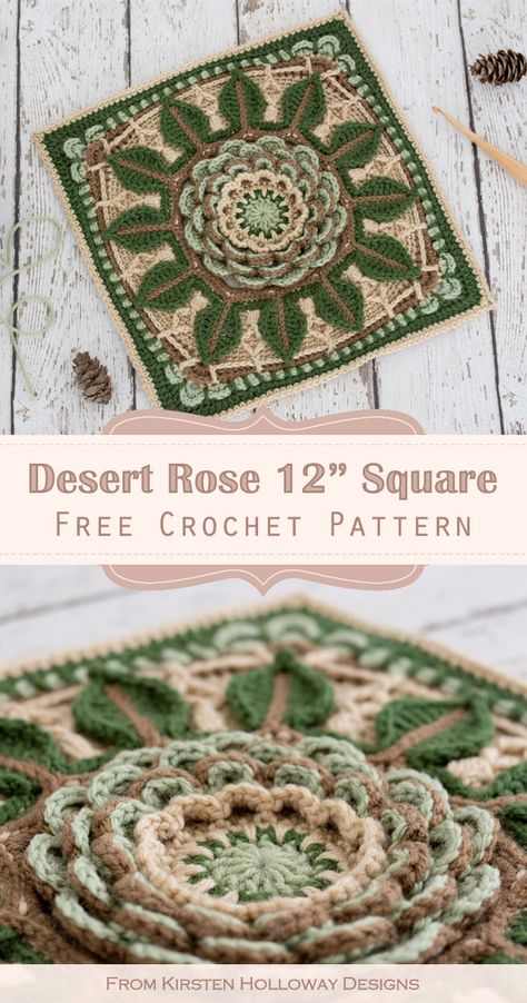 Ralvery Knitting Free Pattern, Afghan Crochet Squares Patterns, Kirsten Holloway Designs, Unusual Granny Squares Free Pattern, Crochet Square Motifs Free Pattern, Granny Square Motif Pattern, Crochet Block Patterns Free, 12" Crochet Square Pattern Free, Crochet Afghan Blocks