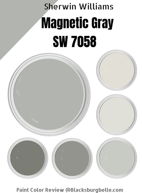 Sherwin Williams Magnetic Gray (Palette, Coordinating & Inspirations) Reflection Paint Sherwin Williams, Reflection Sherwin Williams, Sherwin Williams Magnetic Gray, Repose Gray Paint, Magnetic Gray, Gray Palette, Sherwin Williams Gray, Door Paint, Diy Bathroom Makeover