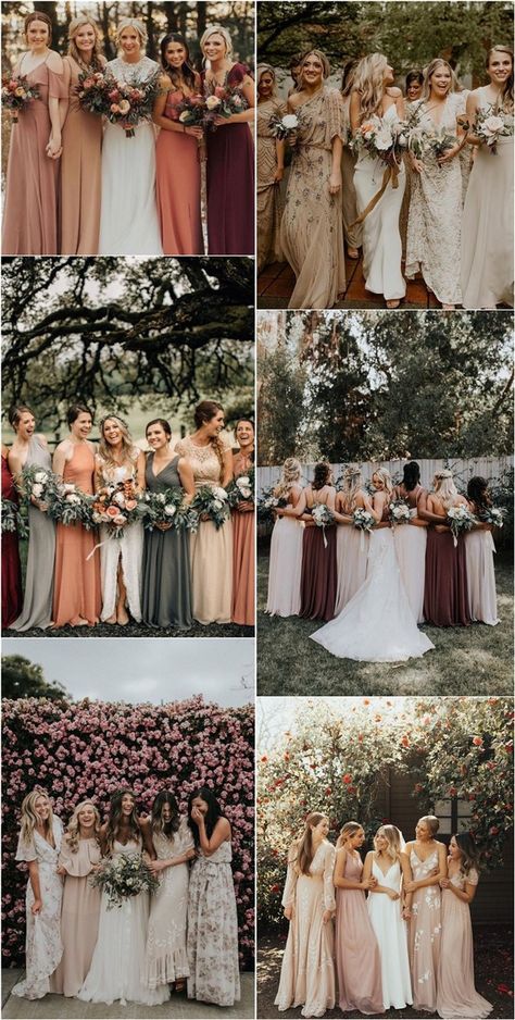 Top 9 Dusty Rose Wedding Color Palettes for 2021 Slip Bridesmaids Dresses, Romantic Wedding Centerpieces, Silk Bridesmaid Dresses, Making A Wedding Dress, Wrap Dress Bridesmaid, Fall Bridesmaids, Elopement Wedding Dresses, Bridal Party Attire, Fall Bridesmaid Dresses