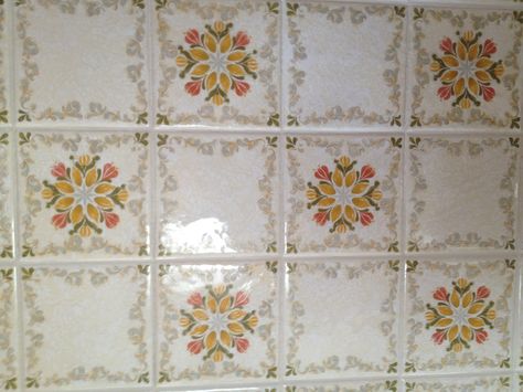 More original 70s tiles. The height of interior cool back then. 70s Tile, Grandmas House, Year 2, Style Tile, Simple Flowers, Kitchen Tiles, Memory Lane, 70s Fashion, In The Heights