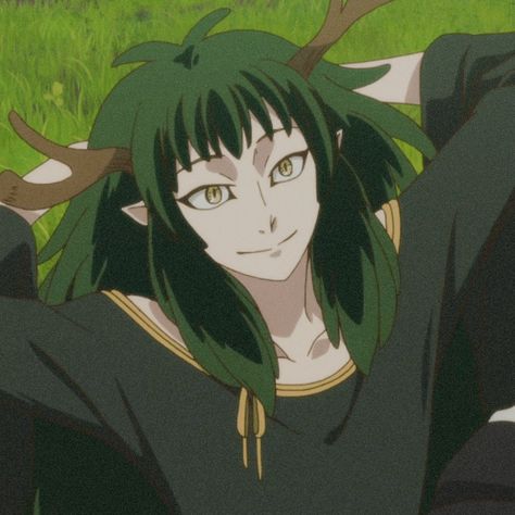 Oberon (King of Fairies) from Mahoutsukai no Yome / Ancient Magus Bride        ||         Anime Aesthetic Icon || green, nature, elvic, pan, mythology Oberon Fairy King Aesthetic, Oberon Magus Bride, Oberon Ancient Magus Bride, Green Characters Anime, The Ancient Magus Bride Aesthetic, Ancient Magus Bride Pfp, Ancient Magus Bride Aesthetic, Green Anime Characters, Anime Green Aesthetic