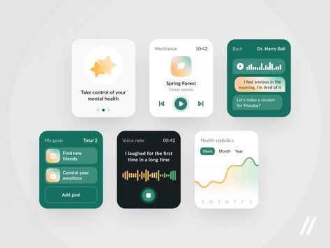 Mental Health App for Apple Watch by Purrweb UI on Dribbble Apple Watch Health, Apple Watch App Design, Vr Ui, Front End Developer, Nutrition App, Vr Video, Apple Watch Design, Ui Ux 디자인, Health Statistics