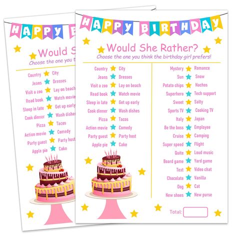 PRICES MAY VARY. Package Content: Each package includes 20 birthday game cards. Each card measures 5"x7”. Fun For Birthday Parties: A birthday party without a game is incomplete. Our birthday game cards will add great fun and joy to any birthday. EASY TO PLAY: the birthday girl game cards arrive ready to hand out and play, it's easy to write your answers on; Fill in the blank and multiple choices questions for friends to answer about the birthday girl Suitable for All Ages: Whether you're hostin Birthday Party Activity, Girls Party Games, Sweet Sixteen Birthday Party Ideas, Questions For Friends, Birthday Activities, 13th Birthday Parties, Birthday Party For Teens, Birthday Party Activities, 10th Birthday Parties