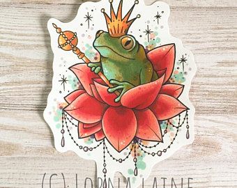 Neo Traditional Tattoo Art, Prince Painting, Art Frog, Frog Tattoo, Tattoos Mandala, Frog Tattoos, Vinyl Stickers Laptop, Traditional Tattoo Design, Traditional Tattoo Art