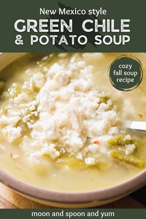 Green Chili With Potatoes, Potato Soup With Green Chile, Green Chile Potato Soup, Green Chili Potato Soup, Hatch Green Chili Recipes, Green Chili Soup, Mexican Soup Recipes, Green Chile Recipes, Green Chili Recipes