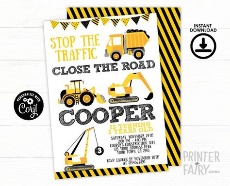 Dump Truck Invitations, Construction Themed Birthday Party, Construction Party Decorations, Dump Truck Birthday Party, Construction Invitations, Construction Birthday Invitations, Dump Truck Birthday, Construction Birthday Party, Ball Birthday Parties