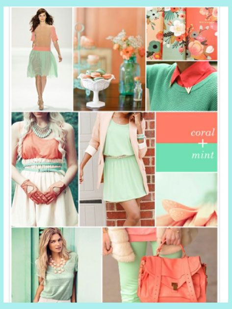 #Coral and #Mint are the fire and ice of this summer! Mint Outfit Ideas Color Combinations, Mint Color Combinations, Coral Outfit Ideas, Coral Color Combinations, Coral Fashion, Outfits And Accessories, Colour Combinations Fashion, Mint Coral, Color Combinations For Clothes