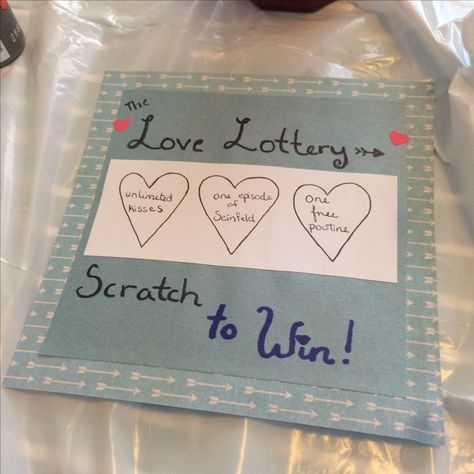 Homemade Scratch Off Tickets, Love Lottery Tickets Diy, Valentine Scratch Off Ideas, Valentines Scratch Off For Him, Scratch Off Ticket Gift Ideas Valentines, Diy Lottery Ticket Gifts, Scratch Off Valentine Cards, Scratch Off Ticket Gift Ideas, Lottery Ticket Gift