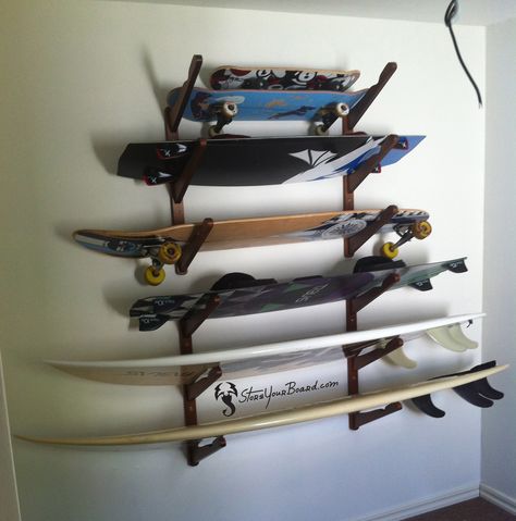 Wakeboard Home Storage | Triple Cor - StoreYourBoard.com Wakeboard Rack, Garage And Workshop, Rack Closet, Surfboard Rack, Board Rack, Yard Tools, Paddle Boards, Storage Racks, Shop Storage