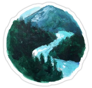 Mountains Illustration, Mountain Illustration, Nature Stickers, Nature Painting, New Laptops, Nature Paintings, Aesthetic Stickers, Laptop Stickers, Rocks And Crystals