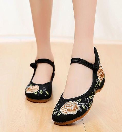 Description Chinese Old Beijing Women Casual Shoes Embroidered Cloth Shoes Dance shoes       Condition: 100% brand new       Material: canvas       heel: Internal increase           Color:Black,Red,Beige, blue       Packing: 1 pari shoes       US3 =EUR 34 US4 =EUR 35 US5 =EUR 36       US6 =EUR 37 US8 =EUR 38 US8 =EUR 39       US9 =EUR 40 US9.5 =EUR 41                                 Payment       International Buyers – Please Note:   a) Import duties, taxes and charges are not included in the item price or shipping charges. These charges are the buyer’s responsibility.   b) Please check with your country’s customs office to determine what these additional costs will be prior to bidding/buying.   All items will be shipped to buyer's Ebay address, please confirm your address before you bid o Women Casual Shoes, Mid Heels Pumps, Embroidered Shoes, Flats Patterns, Flower Embroidery, Ethnic Style, Ankle Strap Heels, Casual Shoes Women, Strap Heels