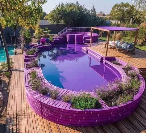 Toca Boca Backyard, Deck Around Above Ground Pool, Decks For Above Ground Pools, Small Inground Pool Ideas, Small House Design Ideas, Raised Pools, Small Backyard Pool Ideas, Swimming Pool Design Ideas, Small Backyard Pool