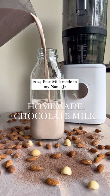 Almond Milk Juice Recipes, Nama Juicer J2, Nama J2 Juicer Recipes, Nama J2 Juicer, Nama Juicer Recipes, Homemade Chocolate Milk, Nama Juicer, Date Juice, Milk Chocolate Recipes