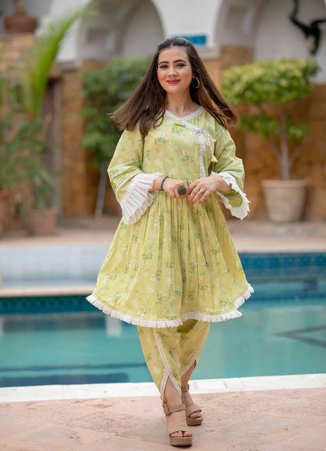 cotton suits, 2 Piece, women wear, ladies suits, ladies ne arrival dresses, new collection, ladies latest 2 Piece designs, angrakha style ideas, Kurti latest styles for women, Kameez shalwar latest designs for girls, poses, latest poses styles for women, new arrivals, ready to wear, pret wear, 2 Piece stitched dresses, Kameez shalwar ideas, latest trouser styles, latest design for women, latest neck designs for ladies, latest sleeves style, latest embroidery designs. Tulip Pants Outfit Pakistani, Tulip Pants Suit, Tulip Pants Outfit, Tulip Pants With Kurti, One Piece Dress Indian Style, Flower Print Frock, New Dress For Girl, Indian Wedding Reception Outfits, Tulip Pants