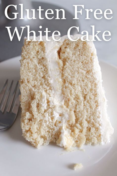 This tender, fluffy, gluten-free white cake recipe will defy your expectations of gluten-free baking! It's sweet, flavorful, and the perfect cake for your next birthday party or event! Wedding Cakes Recipe, Gluten Free White Cake, Gluten Free Birthday Cake, Gluten Free Vanilla Cake, Best Wedding Cakes, Gluten Free Cake Recipe, Recipe Gluten Free, White Cake Recipe, Cake White