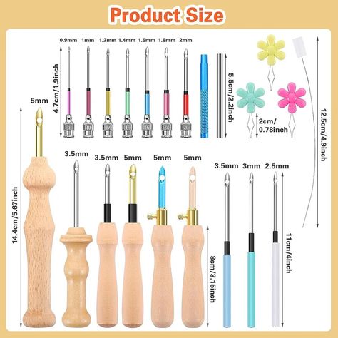 13PCS Embroidery Punch Needle Kits Sewing Wooden Handle Embroidery Pen Rug Hooking Tool for DIY Stitching Craft Embellishment - AliExpress Embroidery Punch Needle, Embroidery Pen, Saree Party, Punch Needle Kits, Geometrical Design, Fabric Blinds, Felt Embroidery, Punch Needle Embroidery, Water Coolers