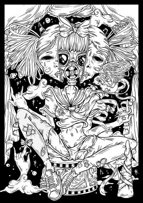 Dark Colouring Pages, Trippy Coloring Pages For Adults, Trippy Coloring Pages Printable, Coloring Pages Horror, Creepy Coloring Pages, Trippy Coloring Pages, Horror Coloring Pages, Free Adult Coloring Printables, Coloring Pages Adult