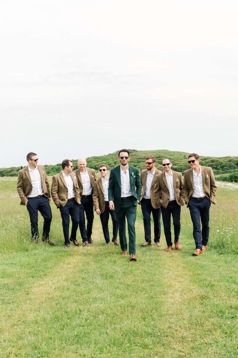 Groomsmen Patterned Shirt, Tweed Groomsmen, Emerald Suit, Mismatched Groomsmen, Thomas Pink Shirts, Homecoming Dresses Corset, Marthas Vineyard Wedding, Bridesmaid Outfits, Turquoise Color Palette