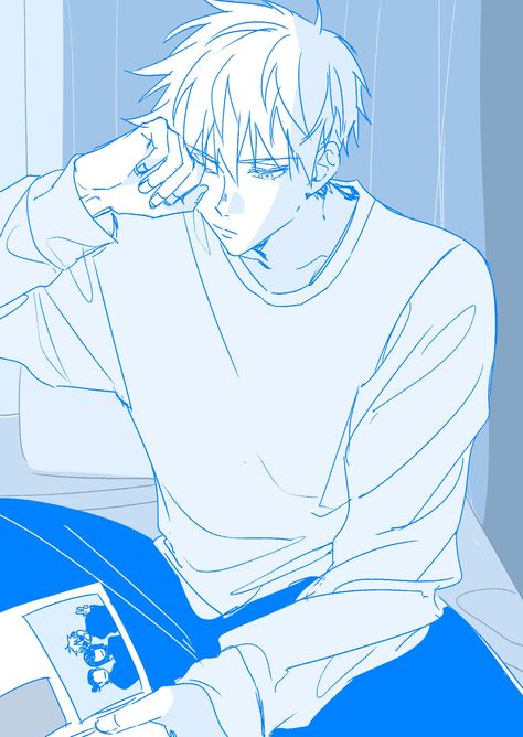 Gojo Satoru X Reader, Anime White Hair Boy, Gojo Satoru, X Reader, Slayer Anime, Blue Aesthetic, Anime Comics, Jujutsu Kaisen, Culture Art