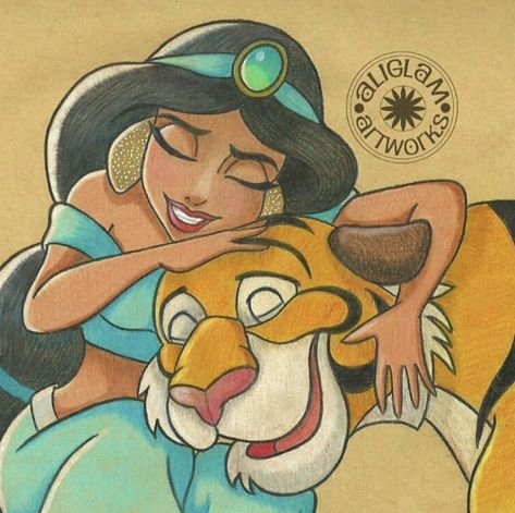 Princess Jasmine Art, Jasmine And Rajah, Jasmine Drawing, Doodle Art Name, Hug Your Cat Day, Disney Pop Art, Disney Character Art, Color Pencil Sketch, Disney Jasmine