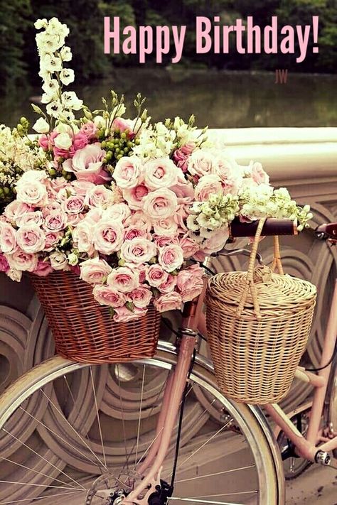 Bicycle With Flowers, Pink Bicycle, Spring Decor Diy, Spring Decoration, Floral Baskets, Trendy Flowers, Special Quotes, Front Yard Garden, Happy Birthday Greetings