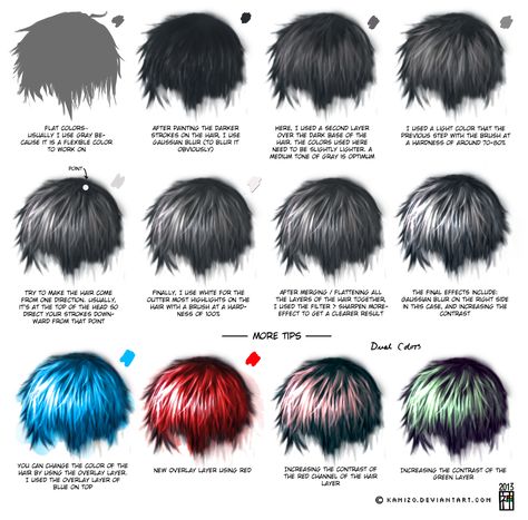 Semi-Realism Hair Tutorial by kamism on deviantART Semi Realism Hair Tutorial, Semi Realistic Hair Tutorial, How To Draw Semi Realistic Hair, Semi Realism Hair, Semi Realistic Hair, Semi Realism Tattoo, Drawing Semi Realistic, Reference Tutorial, Realistic Hair Drawing