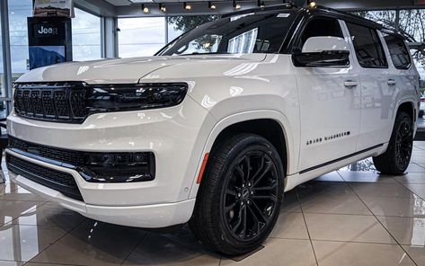 Jeep Grand Wagoneer Obsidian 2024 Jeep Grand Wagoneer, Keep Grand Wagoner, Family Truck, Mom Cars, 2018 Dodge Challenger Srt, Jeep Grand Wagoneer, 2018 Dodge Challenger, White Jeep, Grand Wagoneer