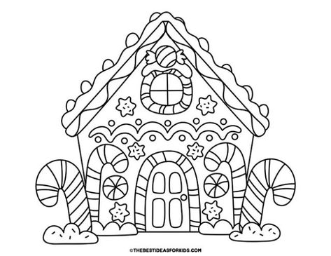 Ginger Bread House Coloring Pages, Christmas Coloring Pages Gingerbread, Gingerbread House Drawing, Gingerbread House Coloring Page, Fun Gingerbread House, Gingerbread House Clipart, Christmas Zentangle, Gingerbread House Craft, Merry Christmas Coloring Pages