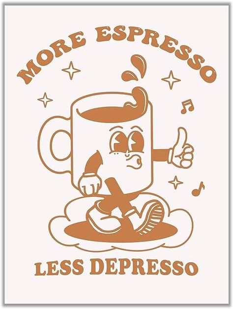 Groovy Room Decor, Beige Prints, More Espresso Less, Bathroom Dorm, Room Decor Cute, Retro Bathroom, Trendy Wall Decor, Coffee Wall Art, Wall Art Room Decor