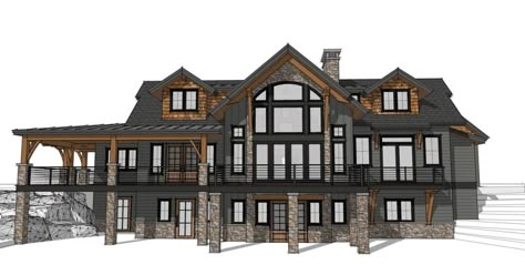 Swanton, Maryland | Olive | Timber Frame Home | Timberbuilt Two Story Mountain Home, Rustic Bloxburg House, Lodge Layout, Minecraft Lodge, Bloxburg Mountain House, Timber Home Exterior, Mountain Home Floor Plans, Lake Front House Plans, Winter House Exterior