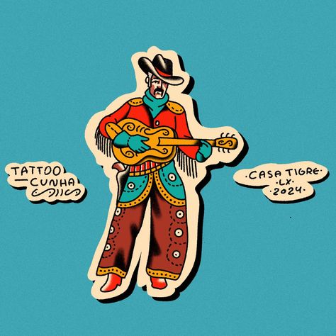 Flashes of the (not so) Wild West! Grab your cowboy or cowgirl now! Available to tattoo in color or black. Like the style but want something different? Send me a DM! Time to tattoo you always at the best place in town @casatigretattoo @_casa_tigre_ #tattoo #tatuagem #traditional #traditionaltattoo #oldschool #oldschooltattoo #europe #europetattoo #cowboy #cowboytattoo #cowgirl #wildwest Joshua Tree Tattoo Traditional, Cowboy Traditional Tattoo, American Traditional Cowboy, Traditional Cowboy Tattoo, Western Traditional Tattoo, Western Flash Tattoo, Tattoo In Color, Train Tattoo, Cowboy Tattoo