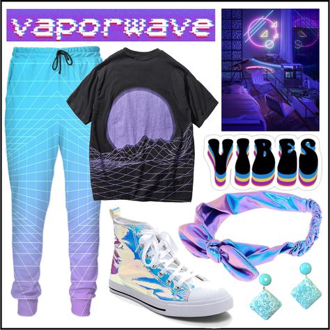 Vapor wave Outfit | ShopLook Retrowave Aesthetic Outfits, Sims 4 Cc Vaporwave Clothes, Vaporwave Outfit Aesthetic, Synthwave Outfit, Vapour Wave Aesthetic Outfit, Vaporwave Aesthetic Outfits Men, Vapor Wave Aesthetic Outfits, Cybercore Outfit, Vaporwave Aesthetic Clothes