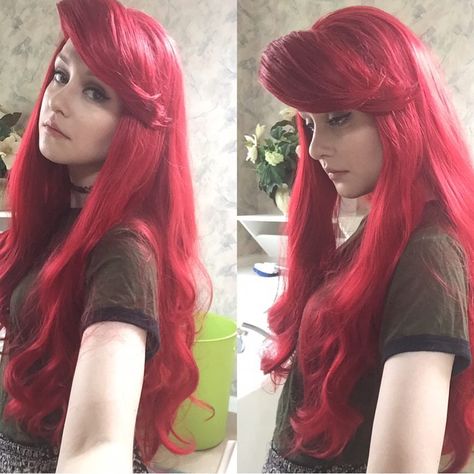 The Wiggery | A newly styled Ariel wig! #arielwig #princessparty #wig #disney #etsyshop | Instagram Mermaid Wigs, Ariel Wig, Ariel Makeup, Mermaid Wig, Ariel Hair, December 2024, Princess Party, Party Makeup, The Little Mermaid