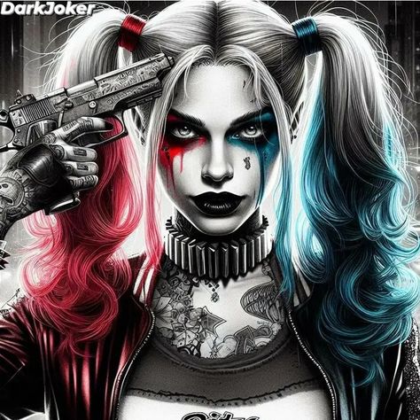 Harley Quinn Kunst, Dark Disney Art, Fandom Tattoos, Cute Monkey Pictures, Pop Art Pictures, Harley Quinn Tattoo, Harley Quinn Makeup, Rose Tattoos For Men, Harley Quinn Drawing